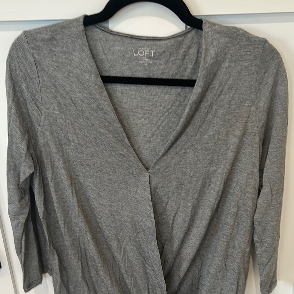 LOFT | Gray Women’s Top with 3/4 Sleeve